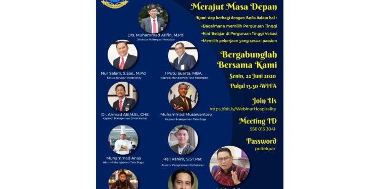 Jurusan Hospitaliti Politeknik Pariwisata Makassar  Menggelar Webinar “Bersama Merajut Masa Depan” - Utama