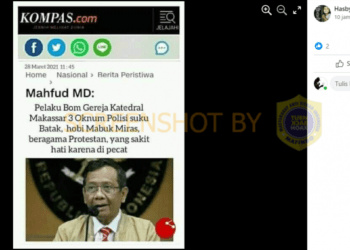 #CekFakta Mahfud MD: Pelaku Bom Gereja Katedra Makassar 3 Oknum Polisi Suku Batak, Hobi Mabuk Miras, Beragama Protestan, Yang Sakit Hati Karena Dipecat