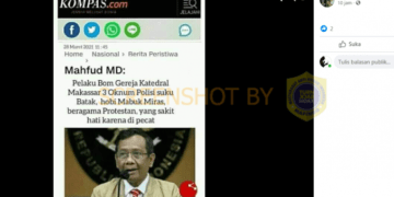 #CekFakta Mahfud MD: Pelaku Bom Gereja Katedra Makassar 3 Oknum Polisi Suku Batak, Hobi Mabuk Miras, Beragama Protestan, Yang Sakit Hati Karena Dipecat