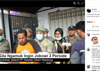 #CekFakta Orang Gila Ngamuk Ingin Jokowi 3 Periode Berhasil Diamankan Setelah Diberi Nasbung