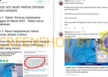 #CekFakta Vaksin Sinovac Kadaluwarsa 25 Maret 2021 dan Dibuat Sebelum Pandemi
