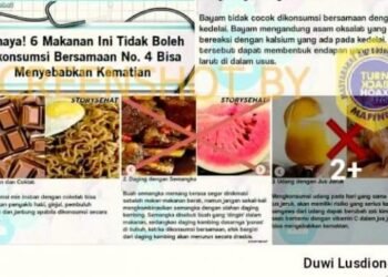 #CekFakta 6 Makanan yang Tidak Dapat Dikonsumsi Secara Bersamaan sampai Menyebabkan Kematian
