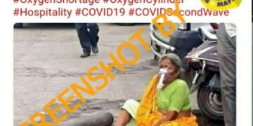 #CekFakta Foto Seorang Lansia Menggunakan Alat Bantu Pernapasan di Jalan karena Kasus Covid-19 di India Meningkat Drastis