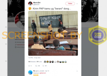 #CekFakta Foto Siswa Berseragam Pramuka Menulis “FREE WEST PAP” di Papan Tulis