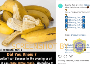 #CekFakta Memakan Pisang pada Malam Hari Menyebabkan Batuk
