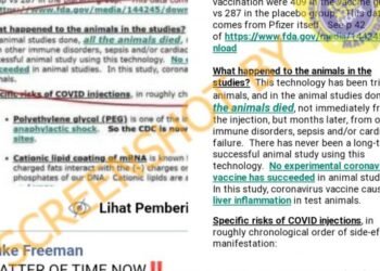 #CekFakta Seluruh Hewan Percobaan Vaksin Covid-19 Terbukti Mati Karena Suntik Vaksin