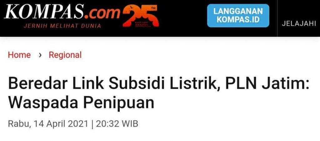 #CekFakta Tautan Pendaftaran Subsidi Listrik PLN - WartakitaID