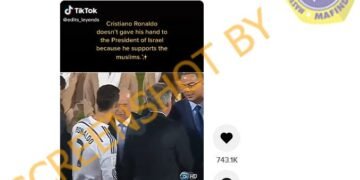 #CekFakta Christiano Ronaldo Menolak Bersalaman dengan Presiden Israel karena Mendukung Umat Islam