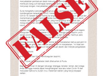 #CekFakta Covid-19 Adalah Bakteri yang Terpapar Radiasi, Sumber: Kementerian Kesehatan Rusia