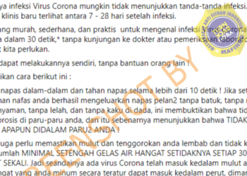 #CekFakta Mendeteksi Virus Corona dengan Menahan Napas 10 Detik