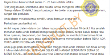 #CekFakta Mendeteksi Virus Corona dengan Menahan Napas 10 Detik