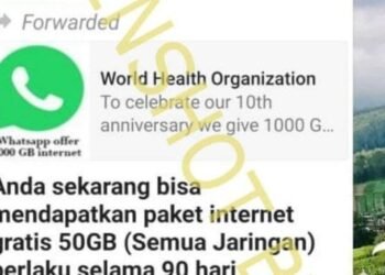 #CekFakta Tawaran Kuota Gratis 50GB di Perayaan Ulang Tahun WhatsApp