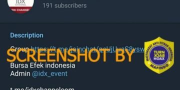 #CekFakta Akun Telegram IDX Channel Menawarkan Investasi Saham dan Emas