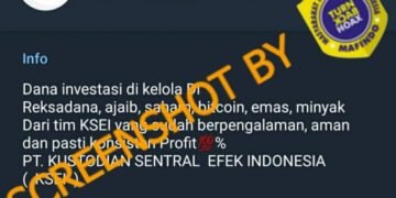 #CekFakta Akun Telegram PT Kustodian Sentral Efek Indonesia