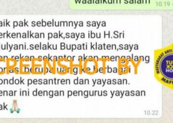 #CekFakta Akun WhatsApp Bupati Klaten Sri Mulyani