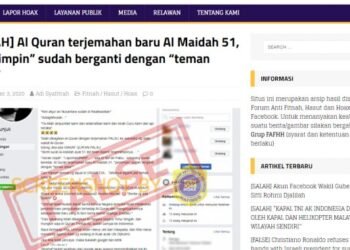 #CekFakta “Al Quran terjemahan baru Al Maidah 51”