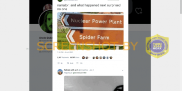 #CekFakta Foto Tanda Jalan Bertuliskan “Nuclear Power Plant” dan “Spider Farm”