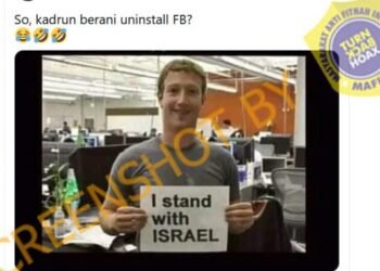 #CekFakta Gambar Mark Zuckerberg Membawa Plakat Bertuliskan “I Stand With Israel”