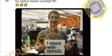 #CekFakta Gambar Mark Zuckerberg Membawa Plakat Bertuliskan “I Stand With Israel”
