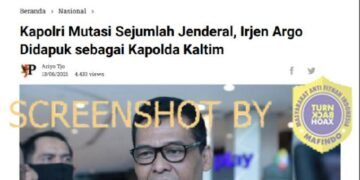 #CekFakta Kapolri Mutasi Sejumlah Jendral dan Irjen Argo Didapuk sebagai Kapolda Kaltim