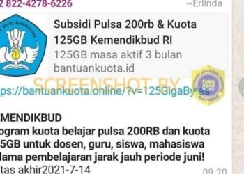 #CekFakta Link Subsidi Pulsa 200 Ribu dan Kuota 125 GB Kemendikbud RI