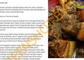 #CekFakta Menolak Peniadaan Menu Babi, Kanada Menolak Konsesi Berkaitan Dengan Islam dan Syariah