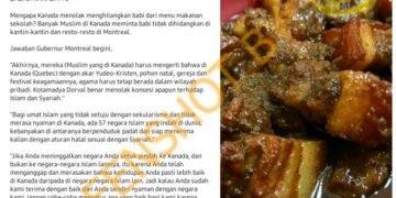 #CekFakta Menolak Peniadaan Menu Babi, Kanada Menolak Konsesi Berkaitan Dengan Islam dan Syariah