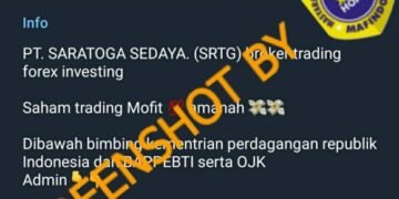 #CekFakta Akun Telegram PT Saratoga Investama Sedaya Tbk