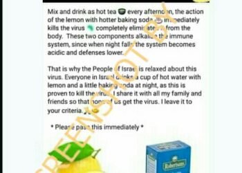 #CekFakta Campuran Lemon dan Soda Kue Dapat Membunuh Virus Corona
