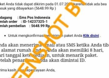 #CekFakta Email dari PT Pos Indonesia Terkait Kegagalan Pengiriman Barang
