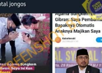 #CekFakta Menyebut Diri Pembantu Presiden, Menteri Agama Sungkem Ke Gibran