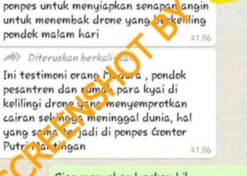 #CekFakta Pondok Pesantren dan Rumah Para Kyai di Madura Dikelilingi Drone yang Menyemprotkan Cairan Mematikan
