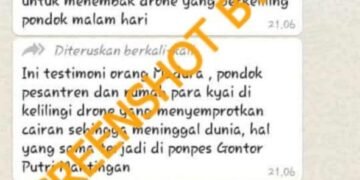 #CekFakta Pondok Pesantren dan Rumah Para Kyai di Madura Dikelilingi Drone yang Menyemprotkan Cairan Mematikan