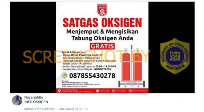 #CekFakta Relawan Siaga Meluncurkan Program Pengisian Oksigen Gratis - Utama