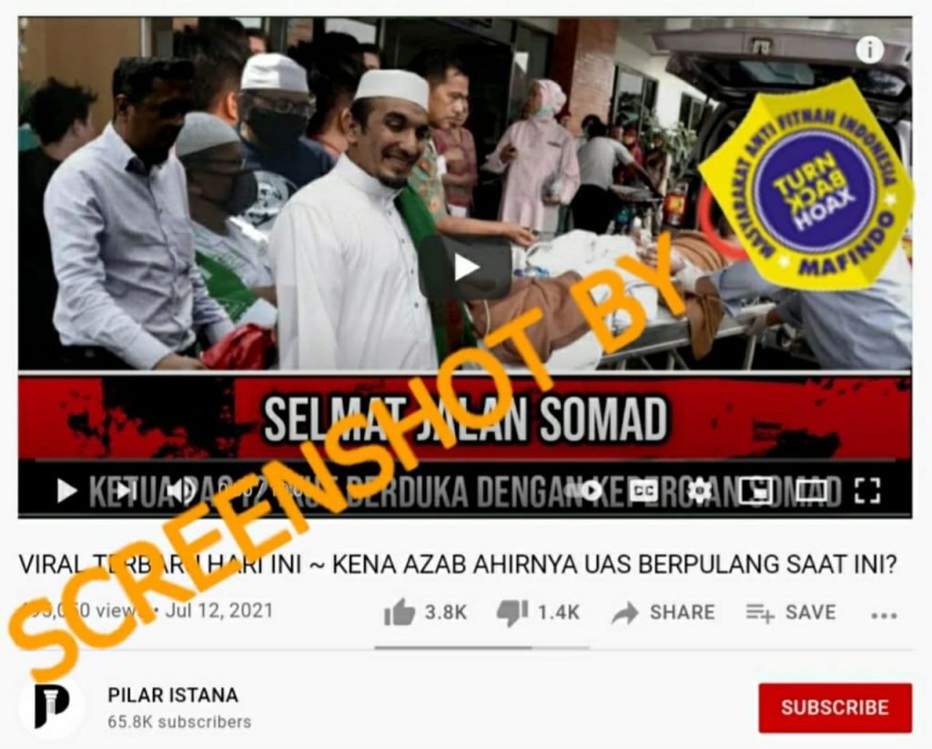 CekFakta Video “VIRAL TERBARU HARI INI ~ KENA AZAB AKHIRNYA UAS BERPULANG  SAAT INI?” - WartakitaID