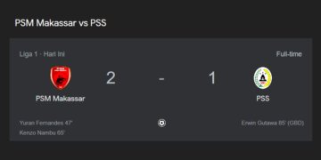 PSM Makassar Akhirnya Kembali Raih 3 Poin Saat Menjamu PSS Sleman, 2-1 - Utama