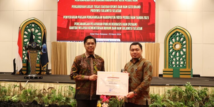 Penuhi Kriteria Pelayanan Publik HAM, Makassar Sabet Penghargaan Kota Peduli HAM 2023 - Featured