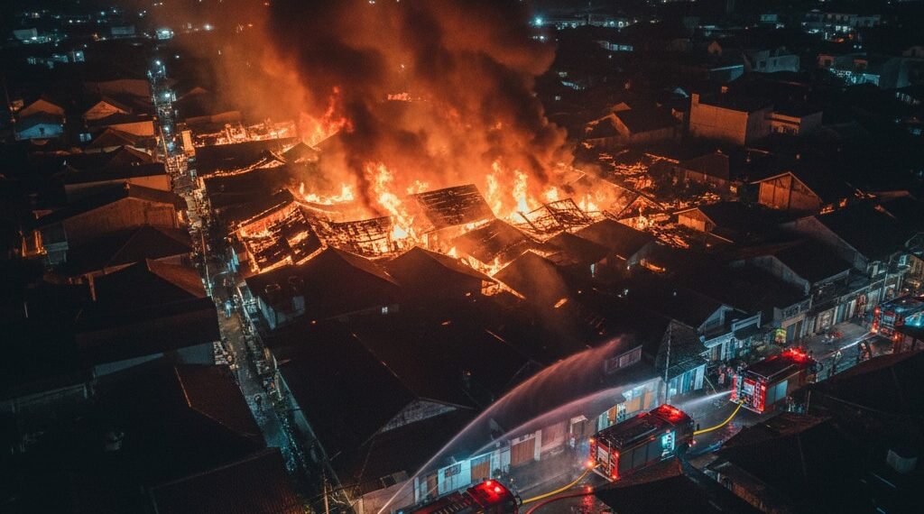 kebakaran di jalan menara parepare cr