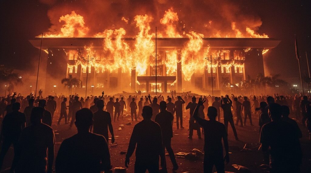 Makassar Mencekam: Api Anarkis Lumat Gedung DPRD Sulsel dan Kota, Simbol Demokrasi Terbakar Hangus
