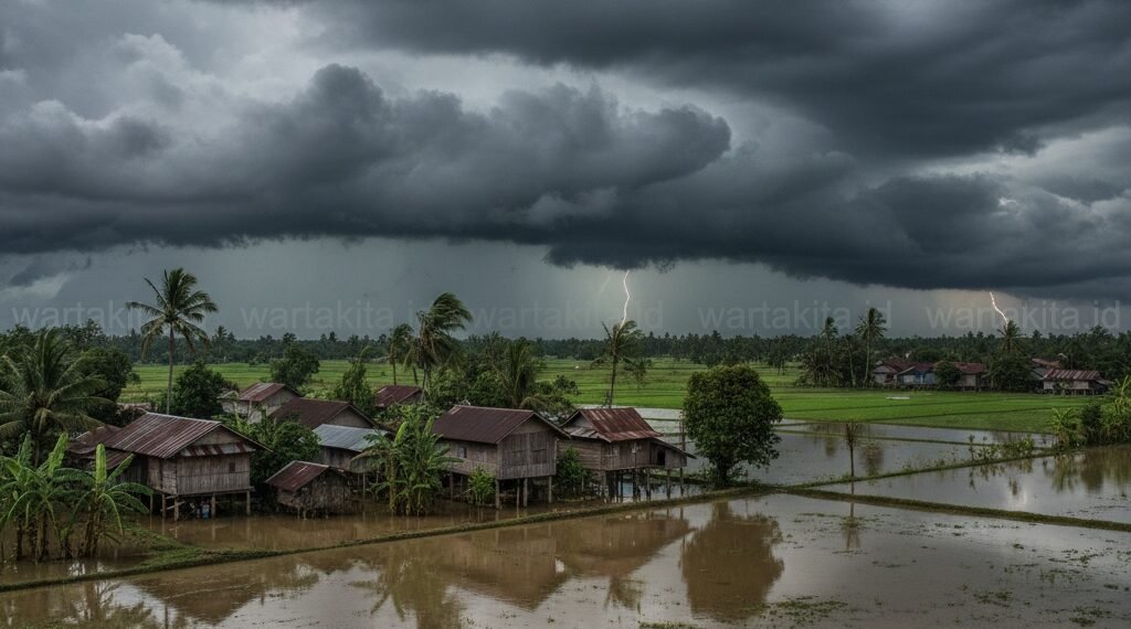 BMKG Peringatkan 10 Kabupaten Sulsel Dilanda Hujan Lebat, Potensi Banjir Mengintai_wartakita