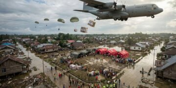 iilustrasi distribusi bantuan via udara_wartakita.id