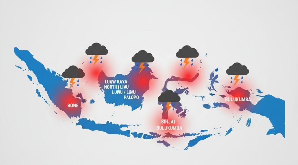 BMKG: Waspada Potensi Banjir dan Longsor di Sulawesi Selatan, Luwu Raya Jadi Fokus Utama