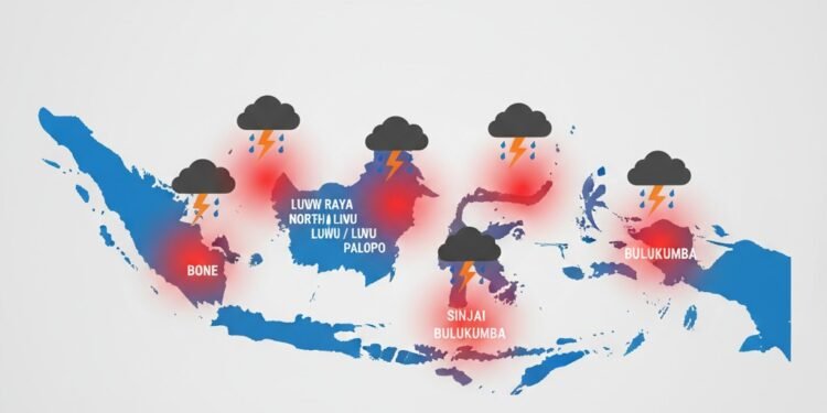 BMKG: Waspada Potensi Banjir dan Longsor di Sulawesi Selatan, Luwu Raya Jadi Fokus Utama