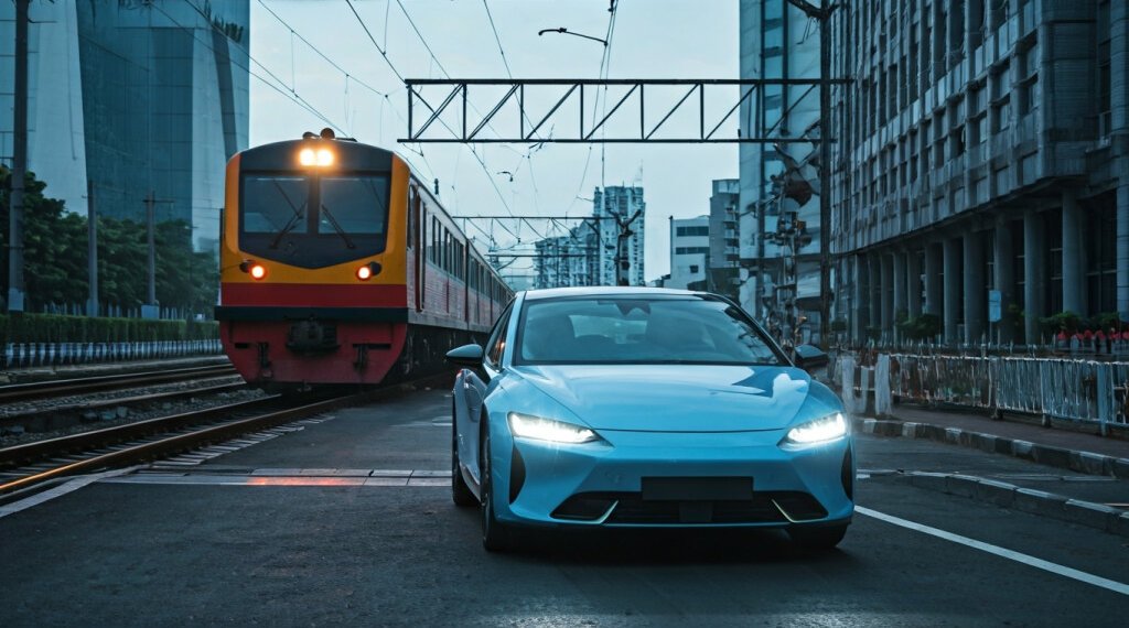 Mobil Listrik di Perlintasan Kereta Api Jakarta: Mitos Mogok dan Fakta Keamanan