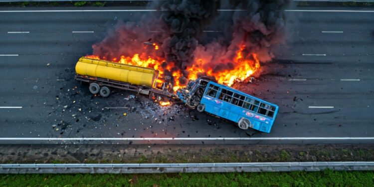Tragedi di Jalan Lintas Sumatera: 16 Tewas Akibat Kebakaran Hebat Bus ALS vs Truk Tangki BBM di Musi Rawas Utara - Featured