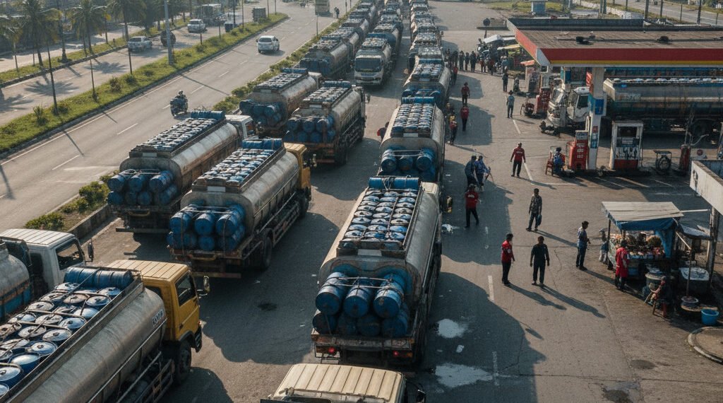 Sorotan Antrean Truk Berdrum Kosong di SPBU Makassar: Indikasi Korupsi Solar Subsidi?
