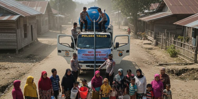 Polsek Tallo Salurkan Ratusan Liter Air Bersih untuk Warga Sengka Batu di Tengah Krisis Air Akut Polsek Tallo Salurkan Ratusan Liter Air Bersih untuk Warga Sengka Batu di Tengah Krisis Air Akut - Featured