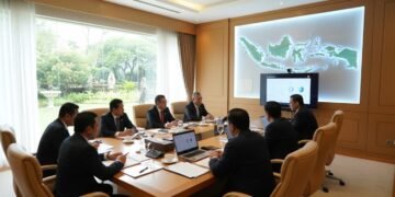 Lawmakers from the DPR Komisi III meeting with Kapolri Suyudi in his private residence, focusing on national security strategies in a modern conference room.