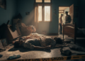 XL Future Leaders Roadshow Pertama Digelar di Makassar A tragic scene in Gowa, Sulawesi Selatan, where a married couple is found dead in their home, with dramatic lighting and a 4k, cinematic, editorial aesthetic. The image captures the stark reality of the incident, focusing on the lifeless bodies of the couple, with the surrounding environment reflecting the somber mood.