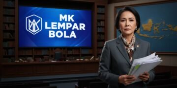 Seorang ahli yang dikenal berdiri di depan ruangan formal, mungkin di kampus atau gedung konferensi, dengan ekspresi serius. Dia berpakaian seragam, menunjukkan keberadaan profesional dan otoritatif.